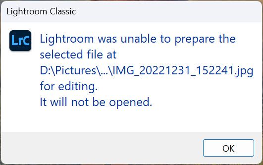 lightroom was unable to prepare file.jpg
