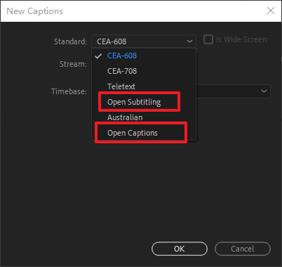 Premiere pro open sales captions vs open subtitling