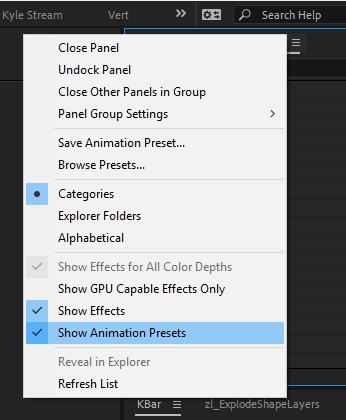 adobe after effects presets location