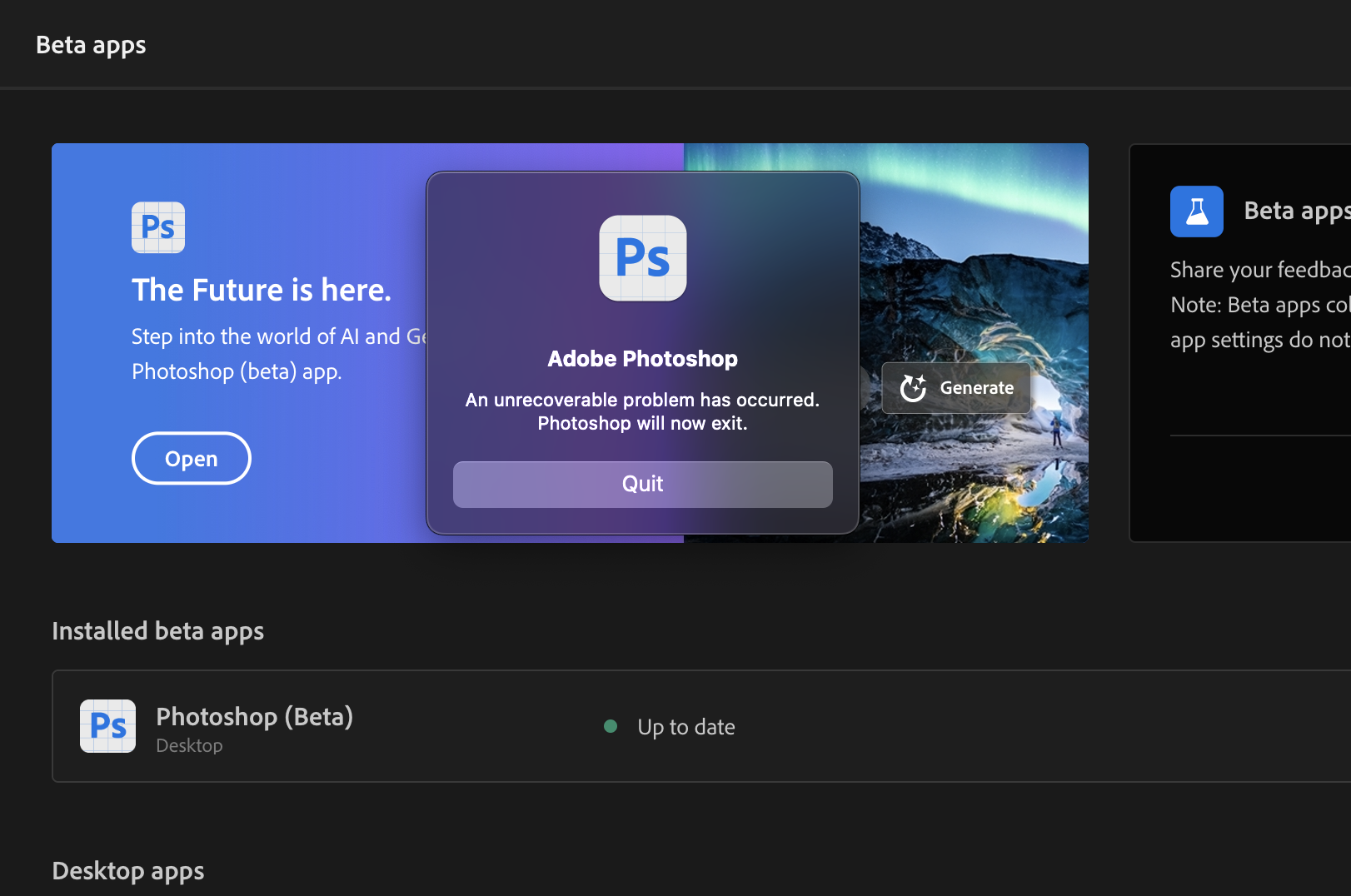 photoshop beta wont download