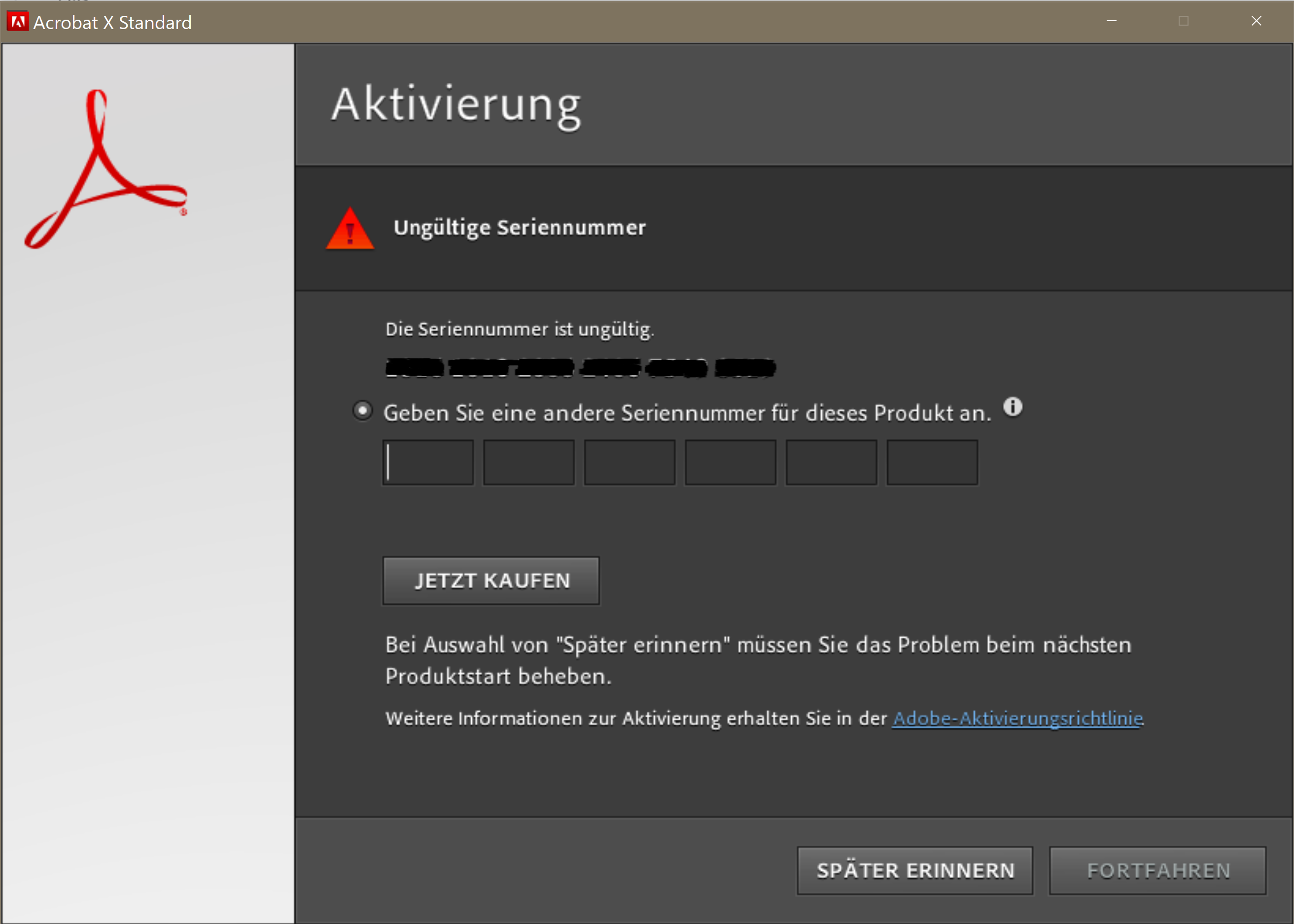 Solved: Acrobat X – Bei Aktivierung angeblich „Ungültige S - Adobe  Community - 14104453