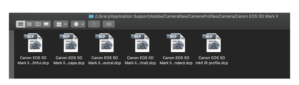 camera profiles including custom IR profile