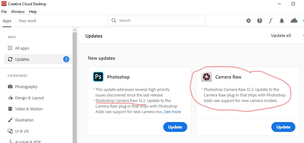 computer updated but photoshop wont download