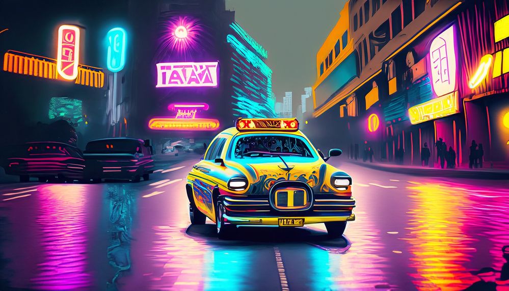 Firefly Mumbai Taxi with neon lights and graphic art standing in the middle of the road 75375.jpg