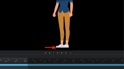 Standing postion redd arrow shows where foot meets ground