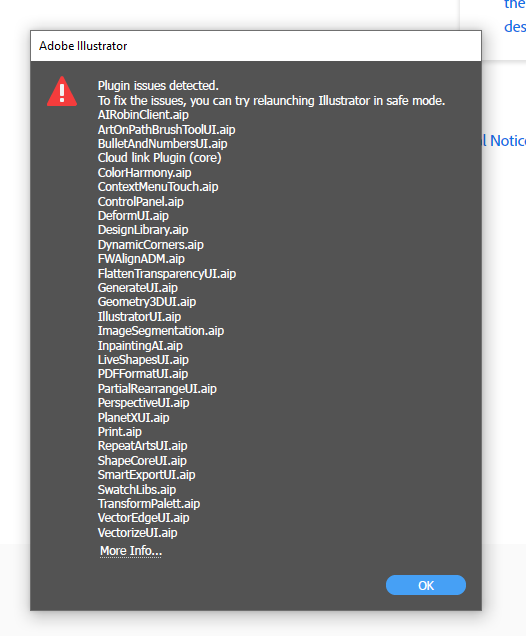 Solved Illustrator 2024 V28 Crash On Opening Missing Plug Adobe   611176iB82EE4B31A5E5434