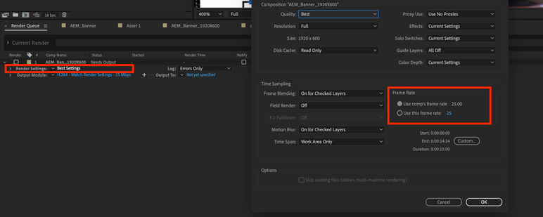 for render queue