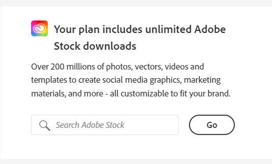 "Your plan includes unlimited Adobe Stock downloads"