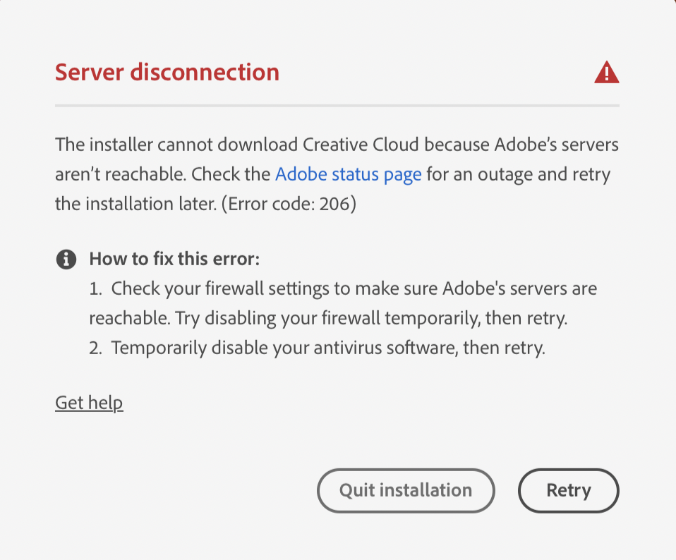 creative cloud wont let me download photoshop