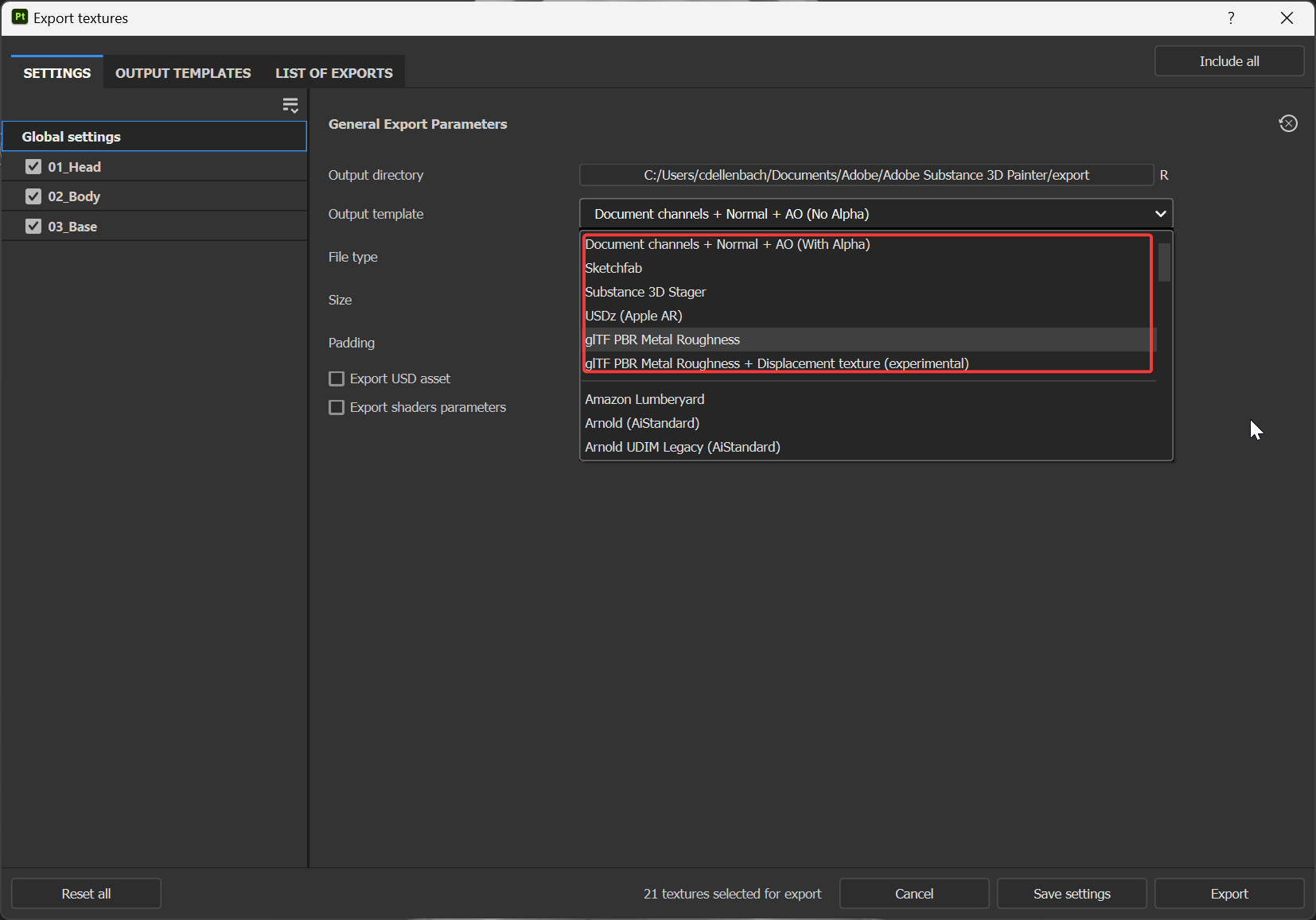 how to export from Adobe Substance 3D Painter to .... - Adobe Community ...
