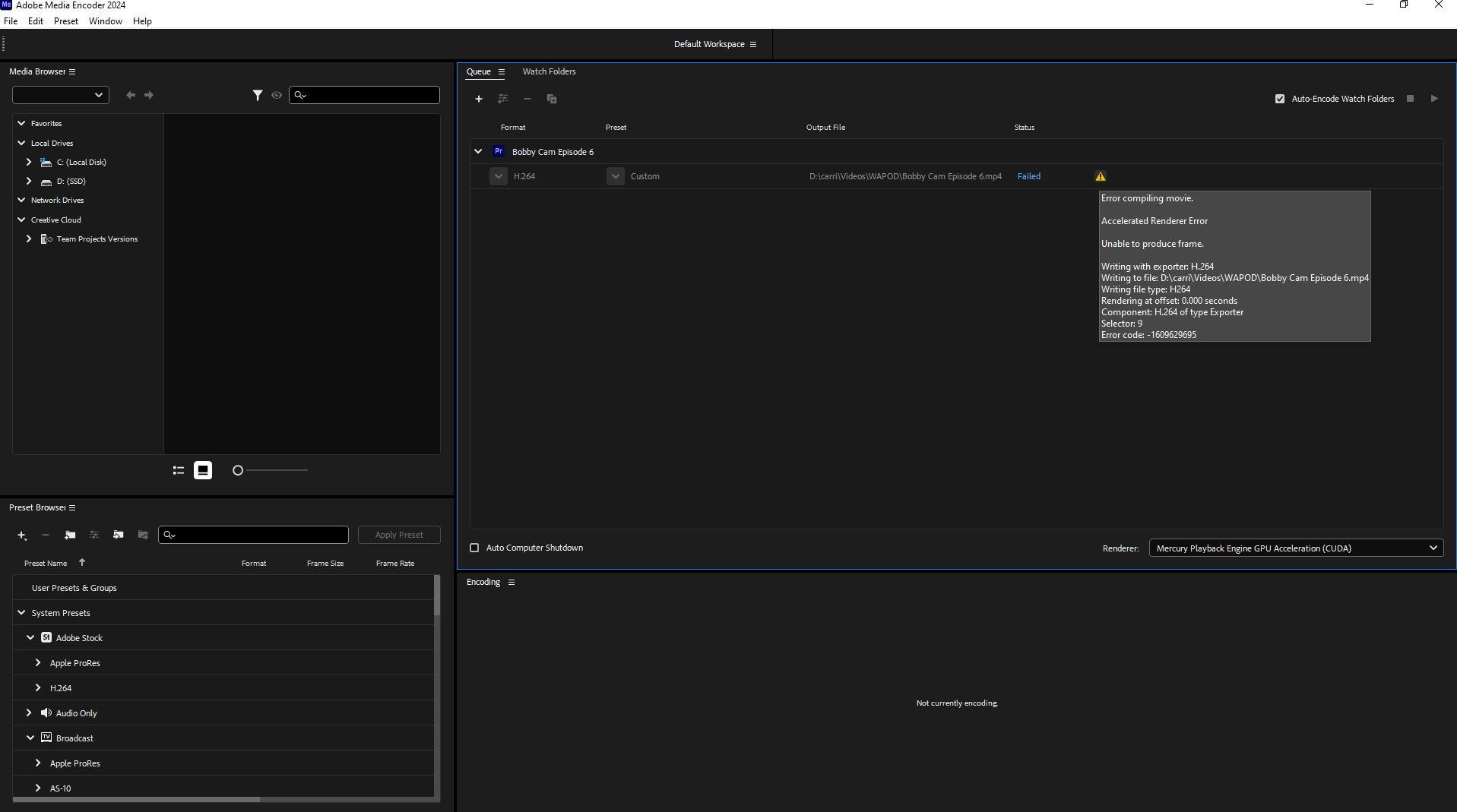 Solved: Media Encoder Stops Encoding Mid Export 2023 - Adobe Community ...