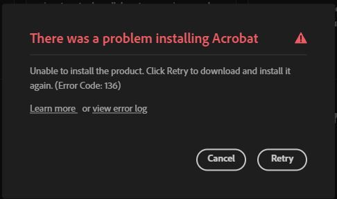 Installation failure - Acrobat - Adobe Community - 14262534