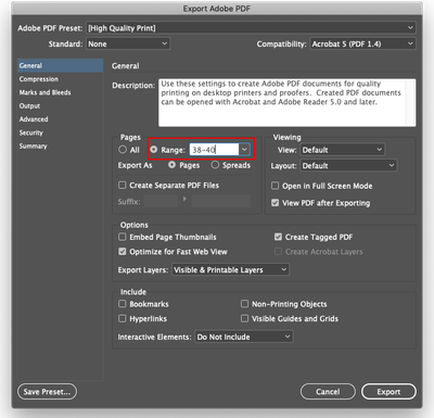 Solved: How To Export PDF In A Range Of Pages In InDesign ... - Adobe ...