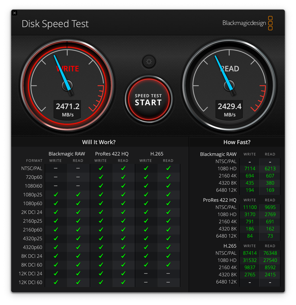 Blackmagic Speed Disk Test
