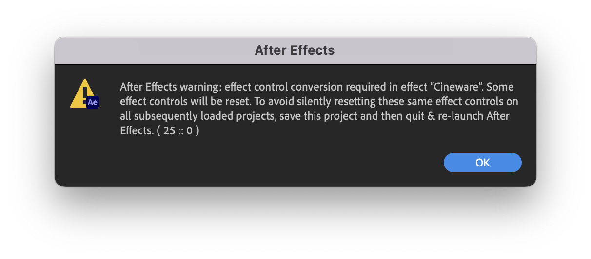 Solved Unable to open 2023 AE file in AE 2024 (Error 33... Adobe Community 14312781