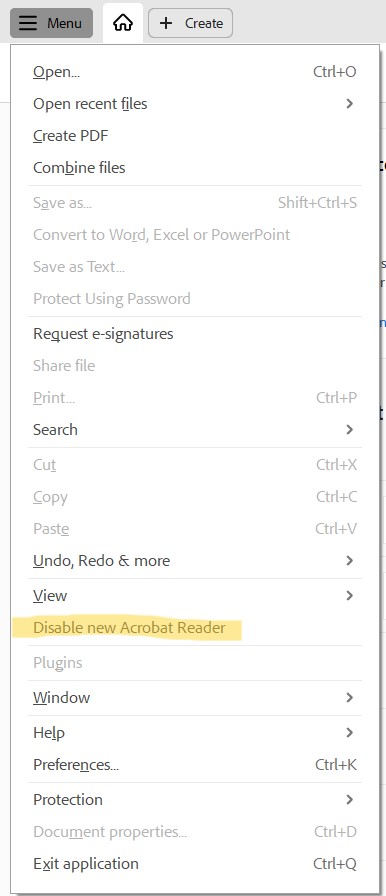 show menu bar in adobe acrobat reader dc