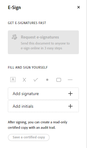 fill and sign greyed out for one document. - Adobe Community - 14360367