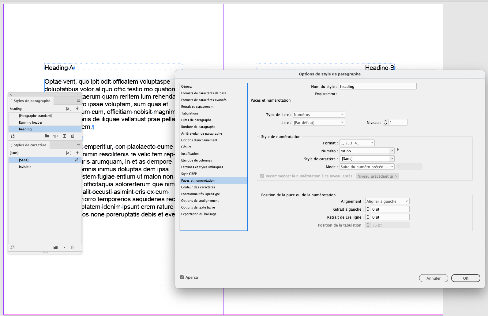 Solved: Problème avec les puces numérotées dans un en-tête - Adobe ...