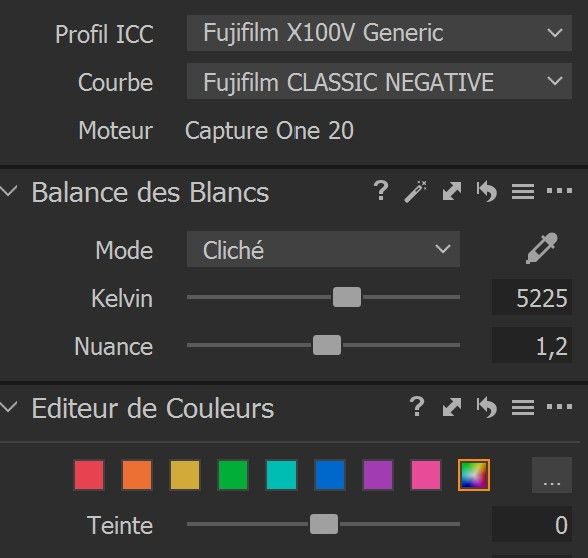 In Capture One, Classig Neg is available