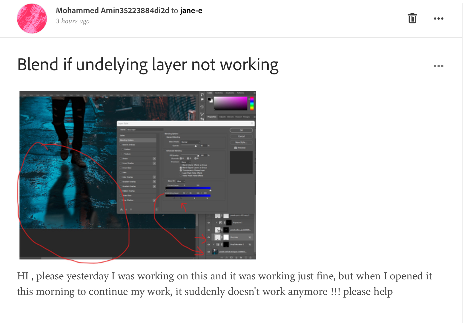 Blend If, Underlying Layer Is Not Working ( Photos - Adobe Community 