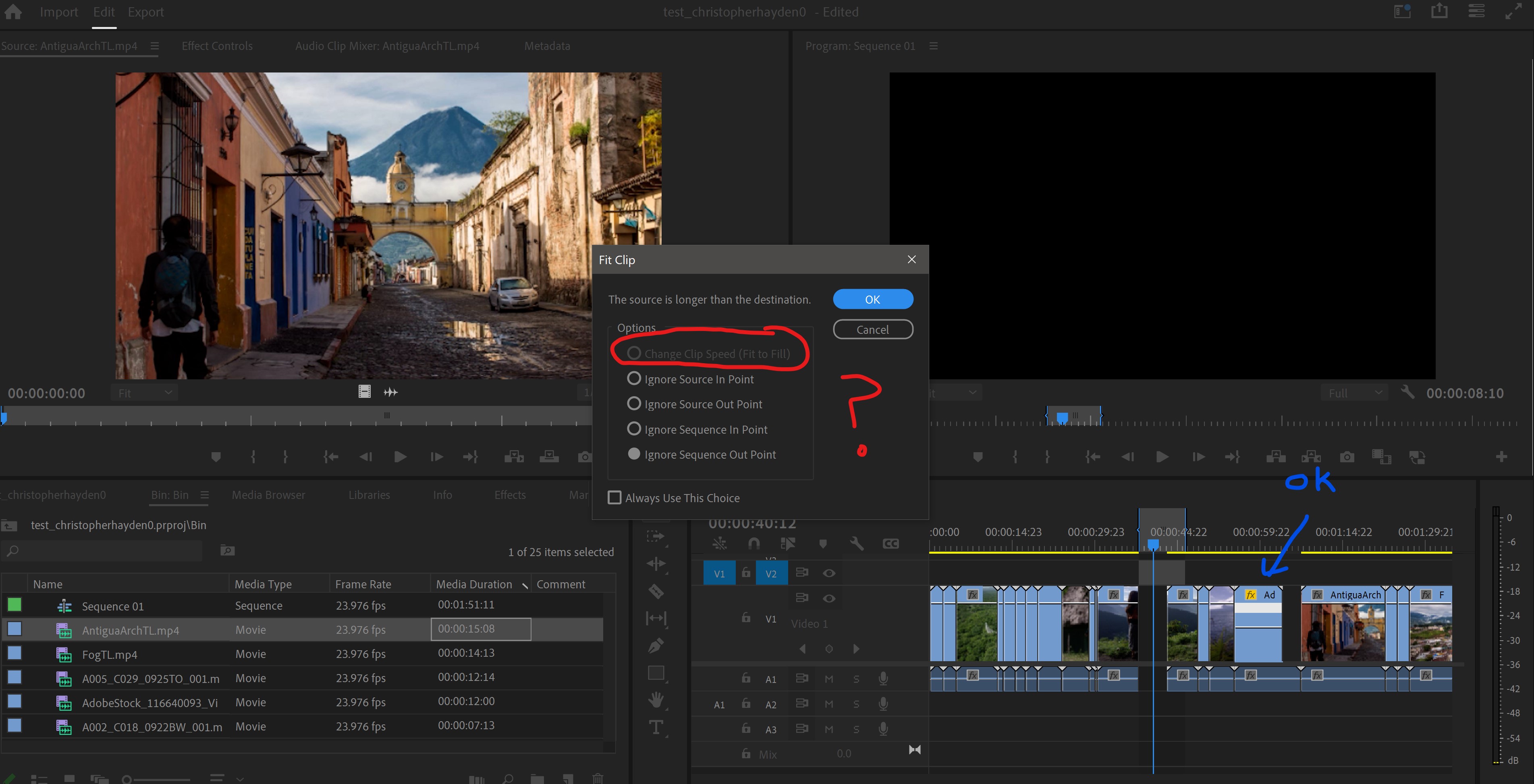 Fit to fill (Change clip speed) Grayed out?!?!? Bu... Adobe Community