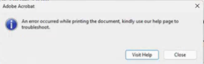An error occurred while printing the document, kin... - Adobe Product ...