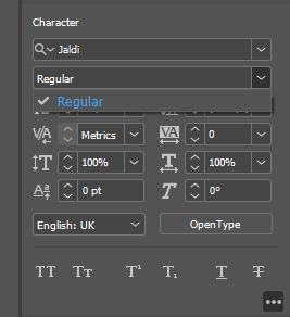 Empty weights list. I expect here to be the "Bold" option