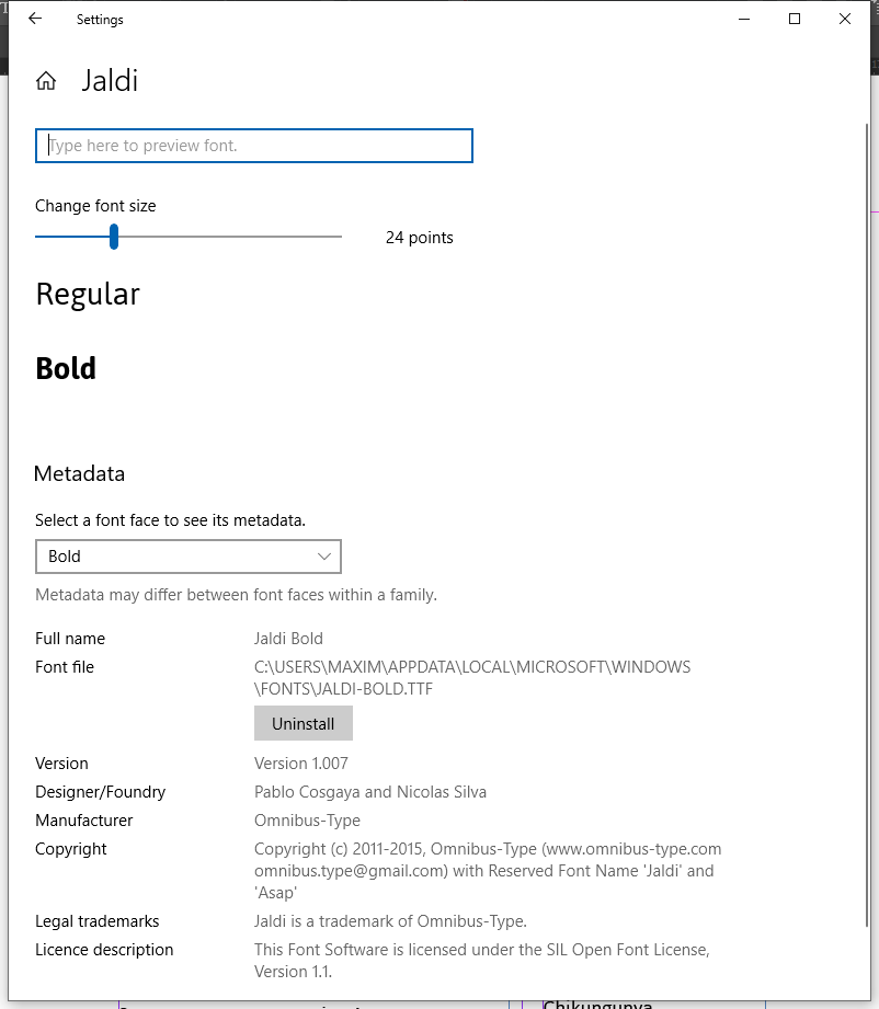 Windows "Font Settings"