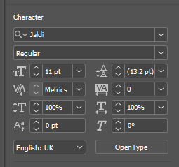 Font settings