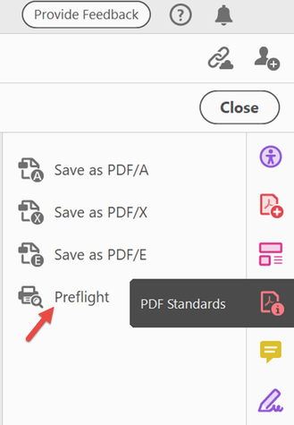 Preflight from PDF Standards tool.