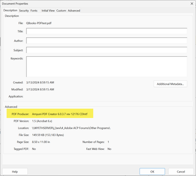 QuickBook's built in PDF Producer/creator.