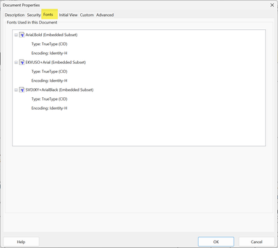 The fonts embedded into a PDF from QuickBooks.