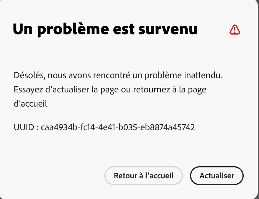 Fenêtre un problème est survenu - Adobe Community - 14502054