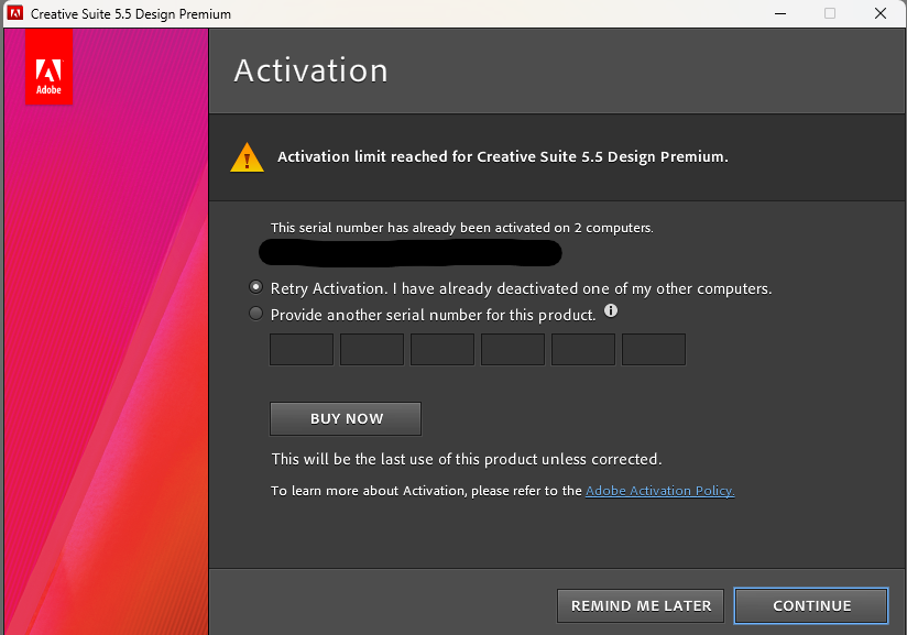 License key not working on re install - Adobe Community - 14516448