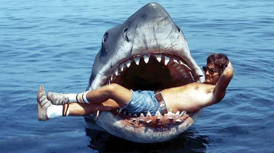 Steven Spielberg sunbathing between Bruce's jaws.jpg