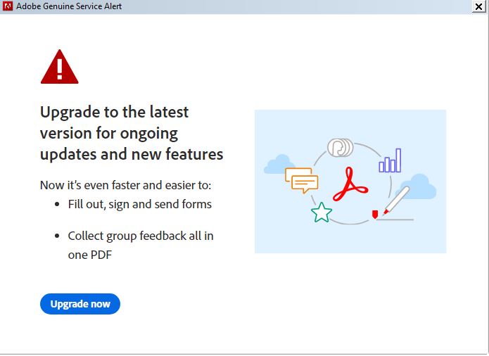 adobe genuine service alert windows 10