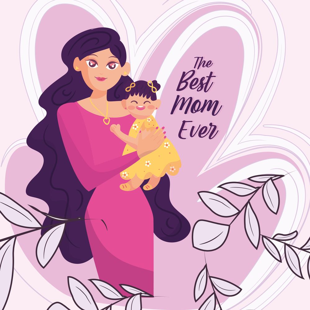 Feliz dia de la madre.Eres la mejor mama por siempre,greeting card Vector banner with pink en fondo rosa con flores ilustradas,poster y web.jpg