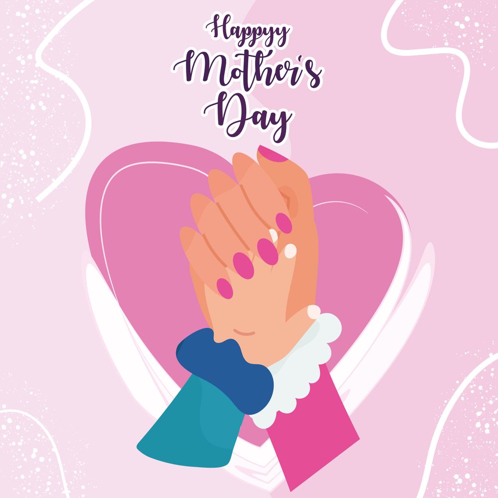 Mother's Day,Mother and child hands illustrated on pink background with heart,Best Mom ever greeting card,Lovely hand drawn Mother's Day designs.jpg