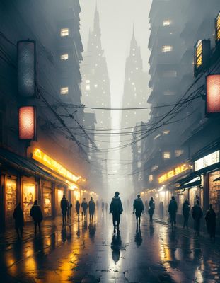 Firefly A dirty, grimy, rainy, smoky dystopian city on a narrow street with crowds, video screens, s (2).jpg