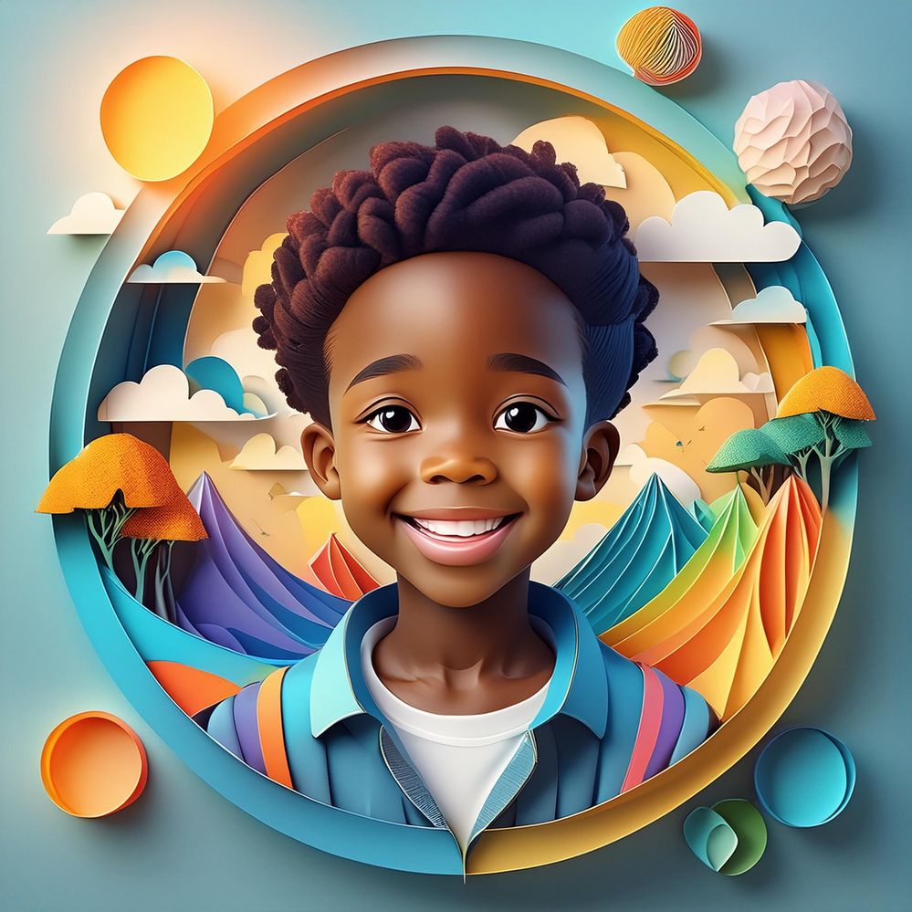 Firefly a young black boy with a beautiful smile imagine the world like a graphic designer. his imag.jpg