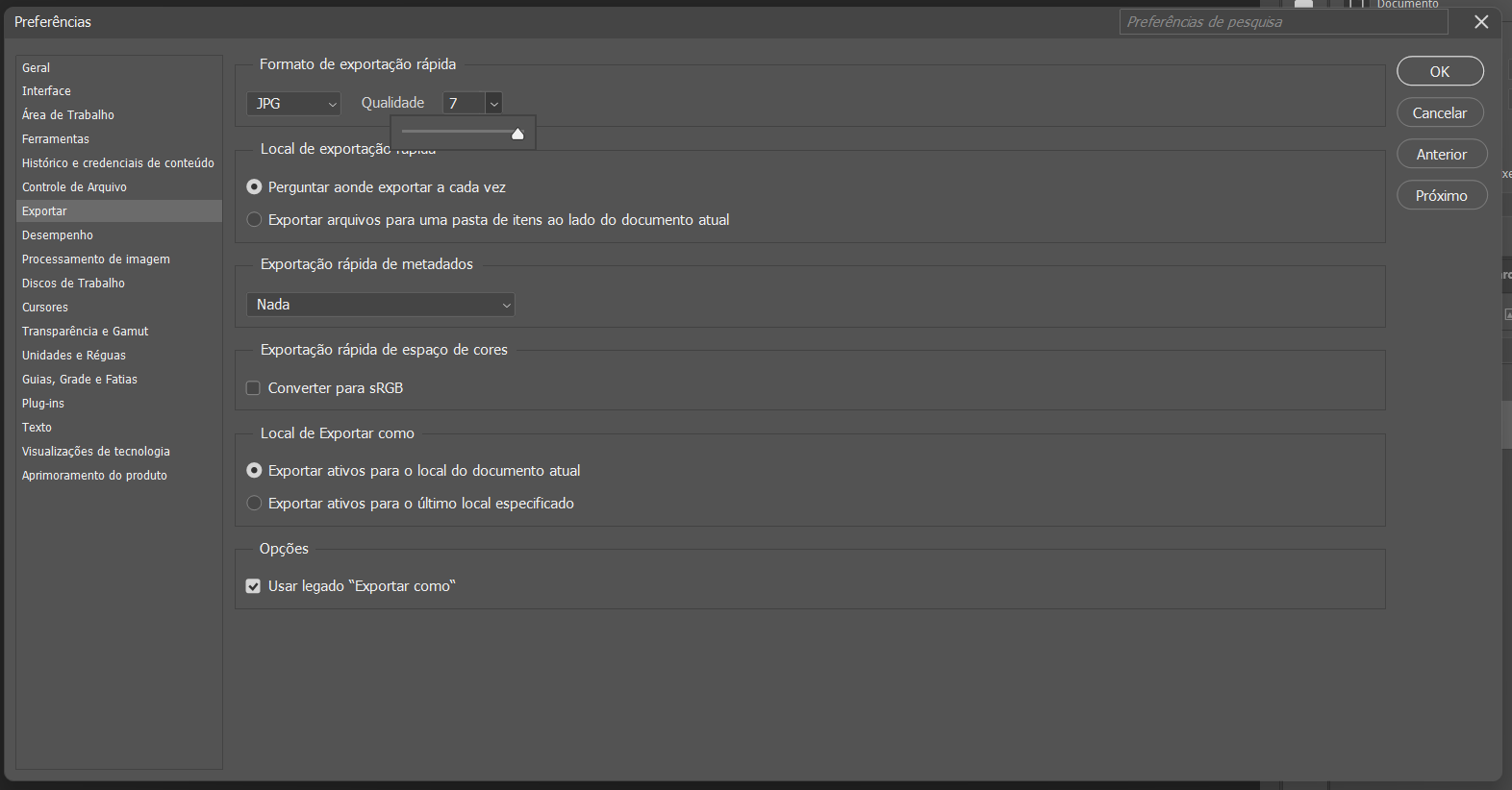 Exportação rápida em JPG baixa qualidade - Adobe Community - 14587921
