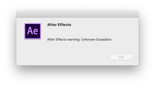 After effects warning unknown bib error что это