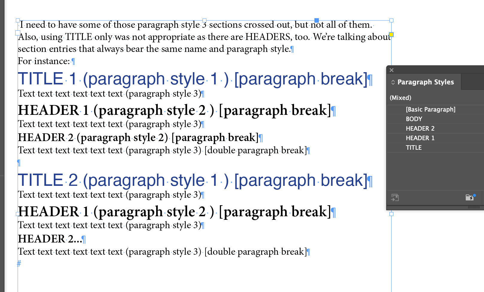 Solved: Selecting all text between paragraph styles - Adobe Community -  14570941