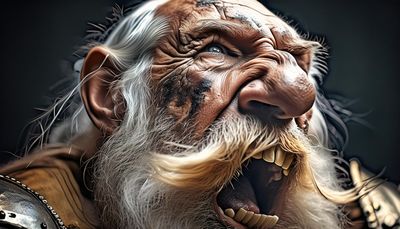 Firefly An extreme closeup of the face of an mountain dwarf warrior yelling; high-detailed textures;.jpg