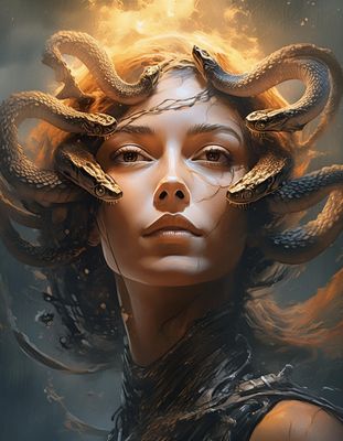 Firefly A portrait of Medusa whose hair is composed of small snakes 86650.jpg