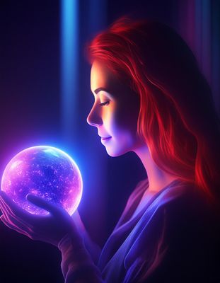 Firefly Closeup of a young redheaded woman holding a magical -brightly glowing- purple -ball of ligh.jpg
