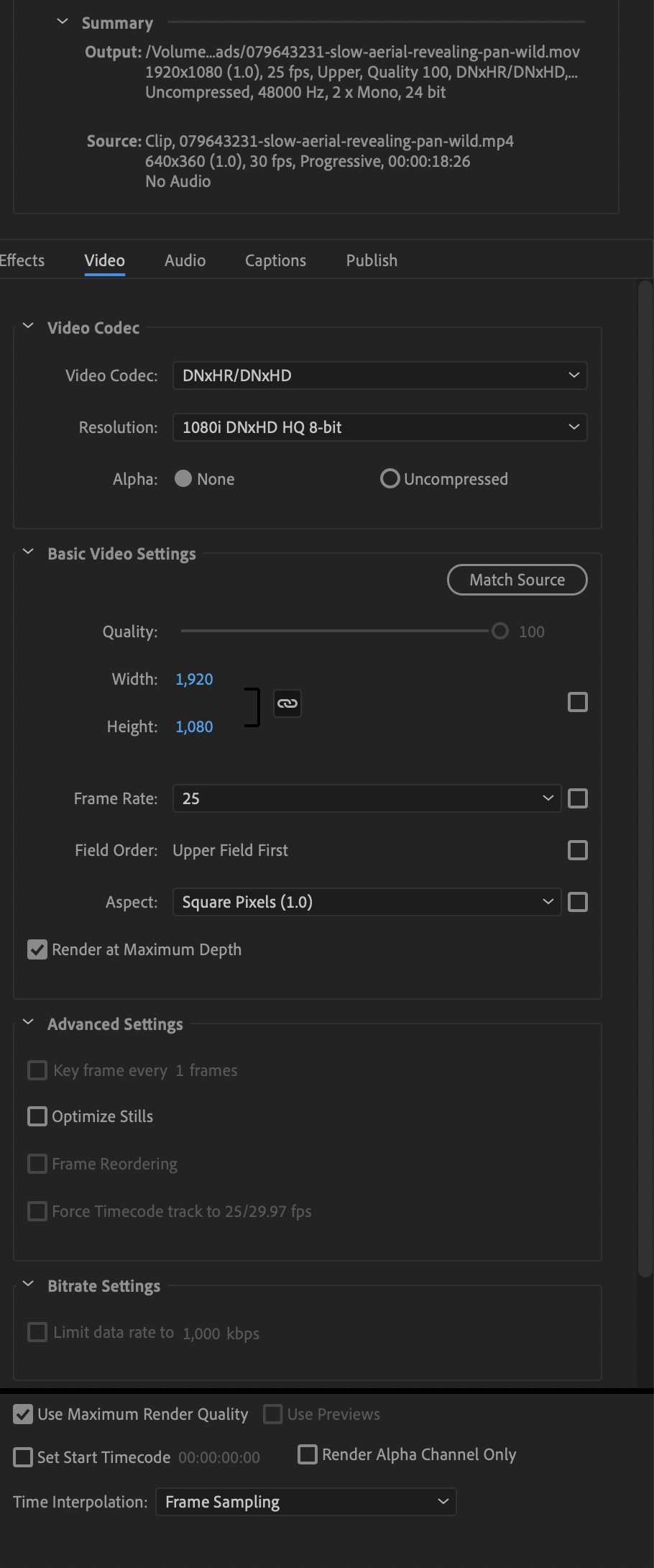 Export Bit Rate 120 - Adobe Support Community - 10991978