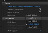 In the Puppet section of the Properties Panel when a puppet is selected in the project panel.