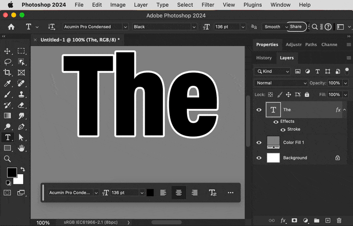 Photoshop text layer with strokes 720.gif