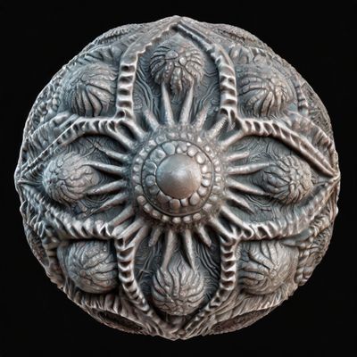 Firefly 3d material, a sphere covered in alien biomechanical, isolated on black 35579.jpg